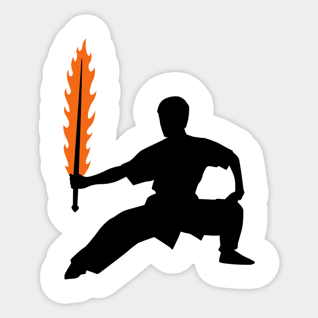 Wushu Boy Fire Sword Silhouette Pose Sticker by AnotherOne